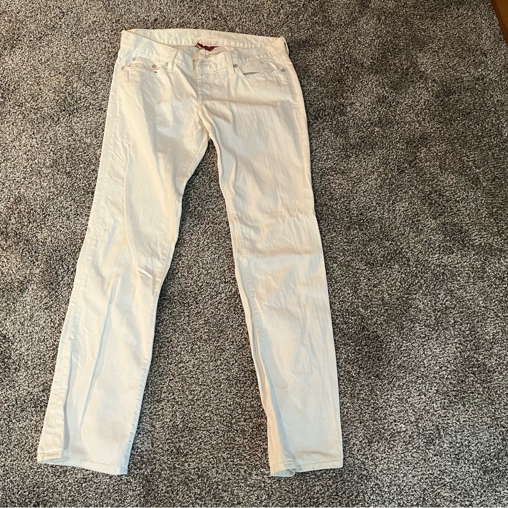Lucky Brand White Denim Dungarees